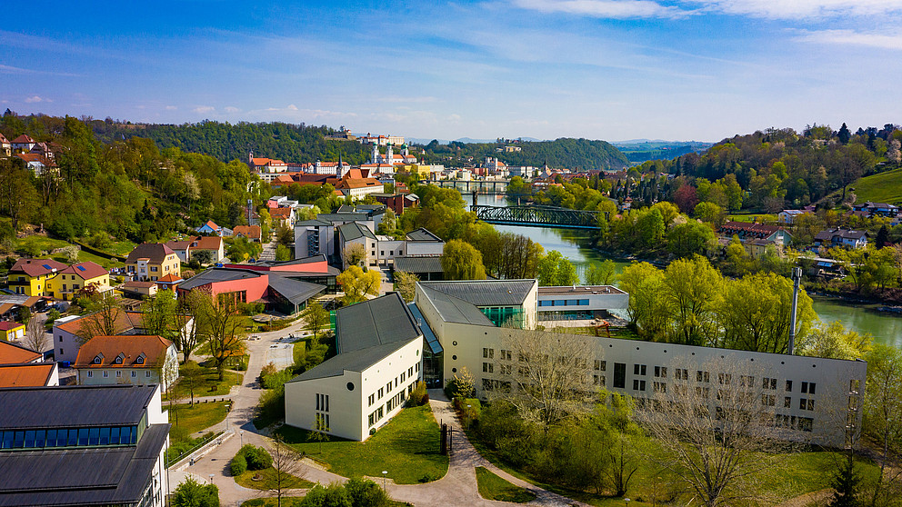 An aerial view of the campus. Photo credit: University of Passau