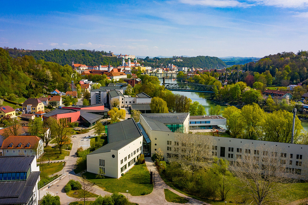 An aerial view of the campus. Photo credit: University of Passau