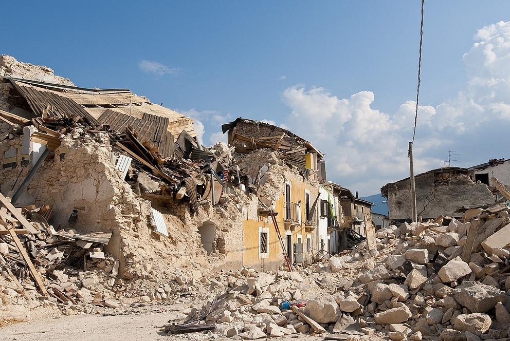 House destroyed by earthquake