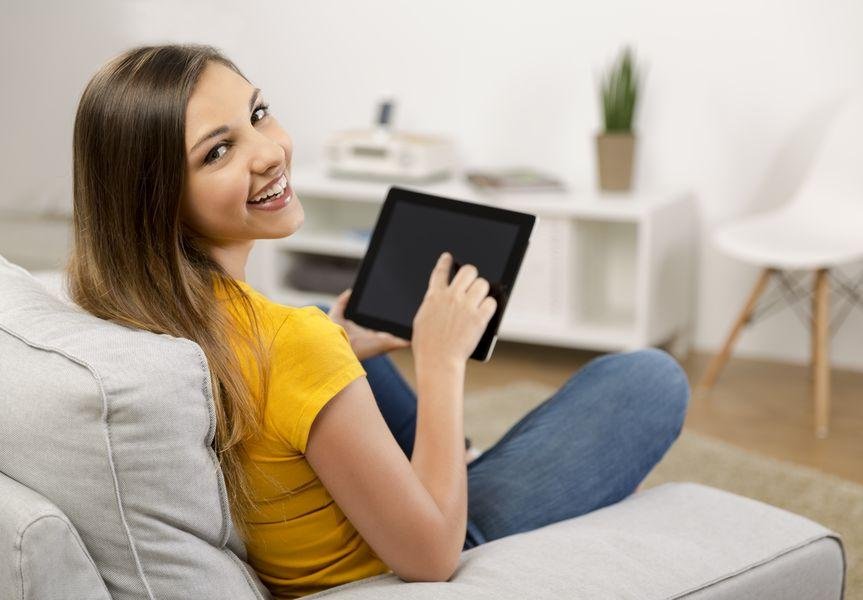 Student using a tablet computer