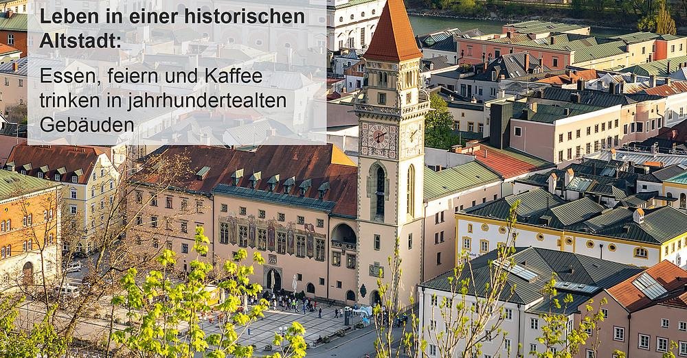 Leben in einer historischen Altstadt: Essen, feiern und Kaffee trinken in jahrhundertealten Gebäuden