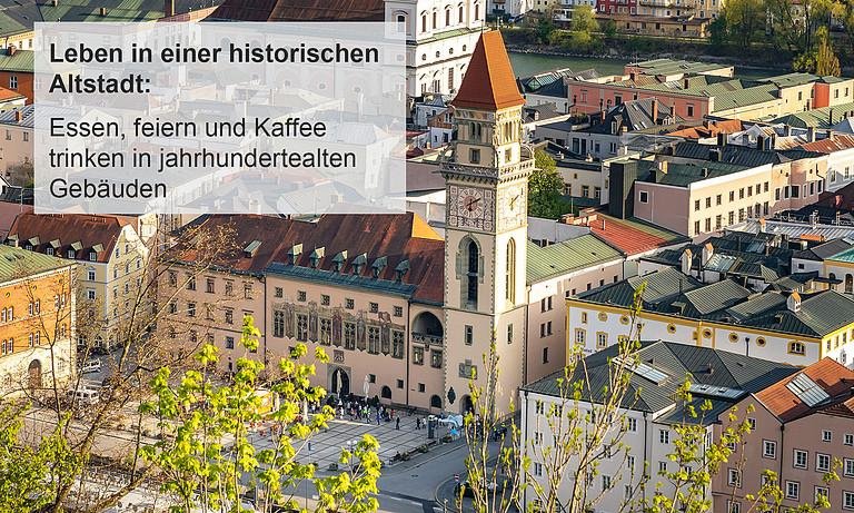 Leben in einer historischen Altstadt: Essen, feiern und Kaffee trinken in jahrhundertealten Gebäuden