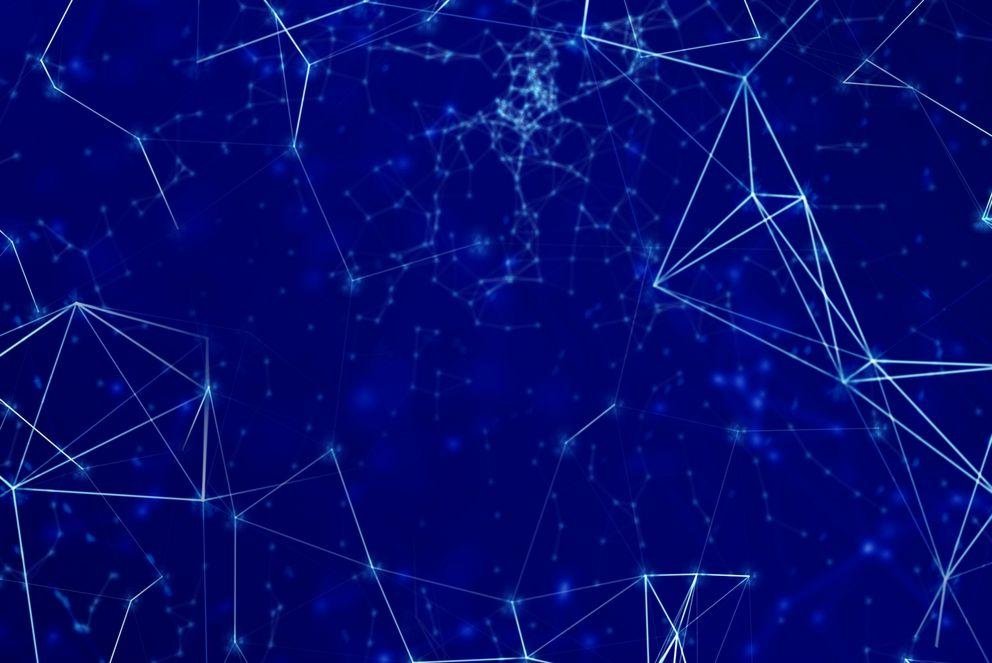 Global blockchain nerwork and technology futuristic abstract background.